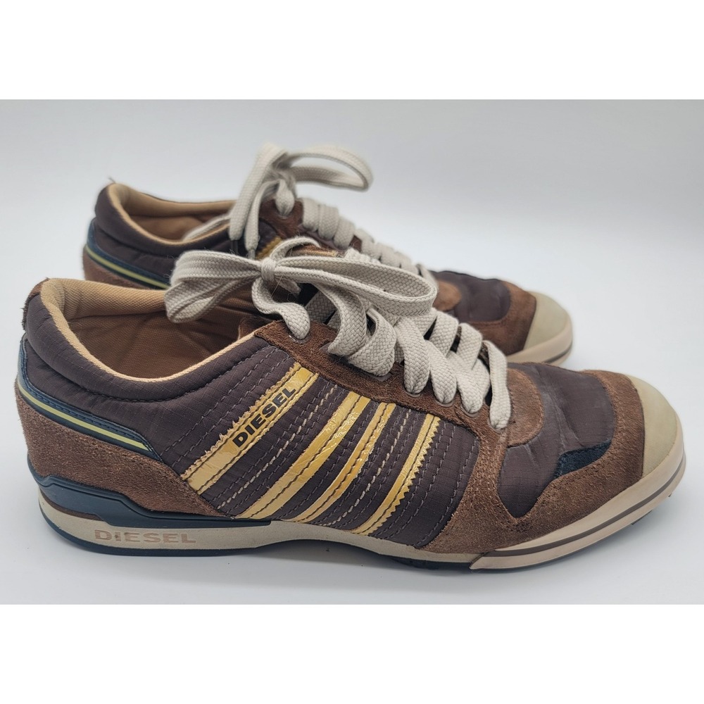 Diesel Eracle Sneakers Mens 9.5 Brown Suede Leather Retro Shoes